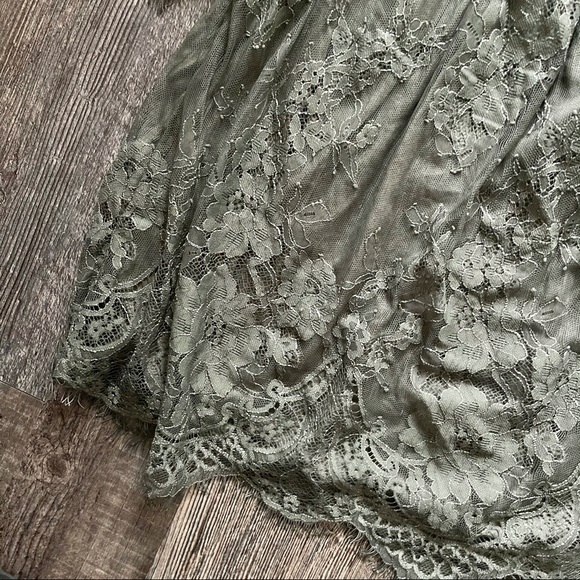 American Eagle | Olive Lace Off Shoulder Top - Picture 3 of 8